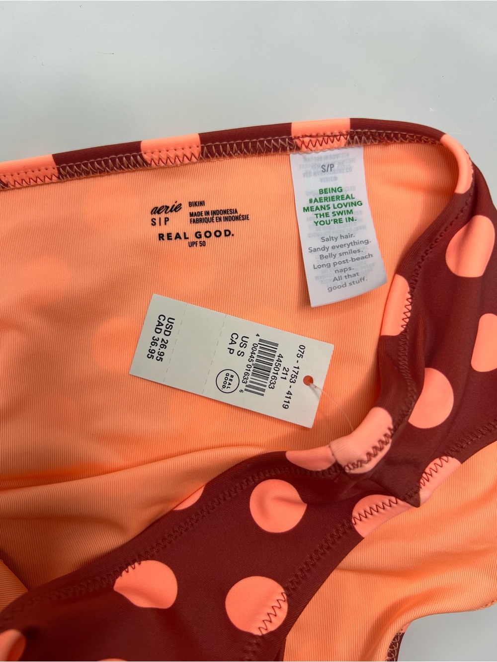 Aerie Mid Rise Cheeky Bikini Bottom - Rust Polka Dot | S - NWT - Picture 8 of 11